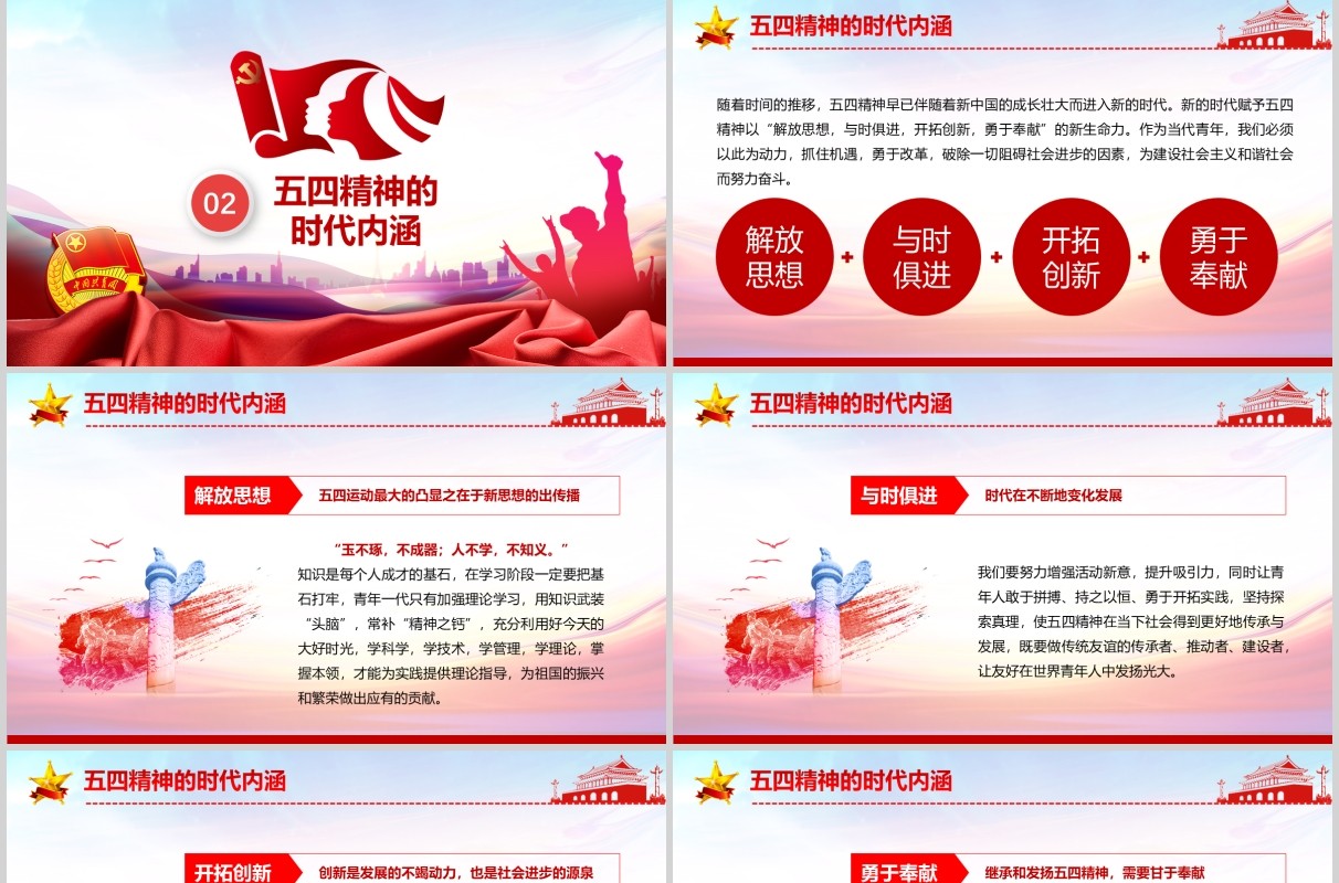 党政党建党课做新时代合格共青团员弘扬五四精神纪念五四运动101周年ppt模板
