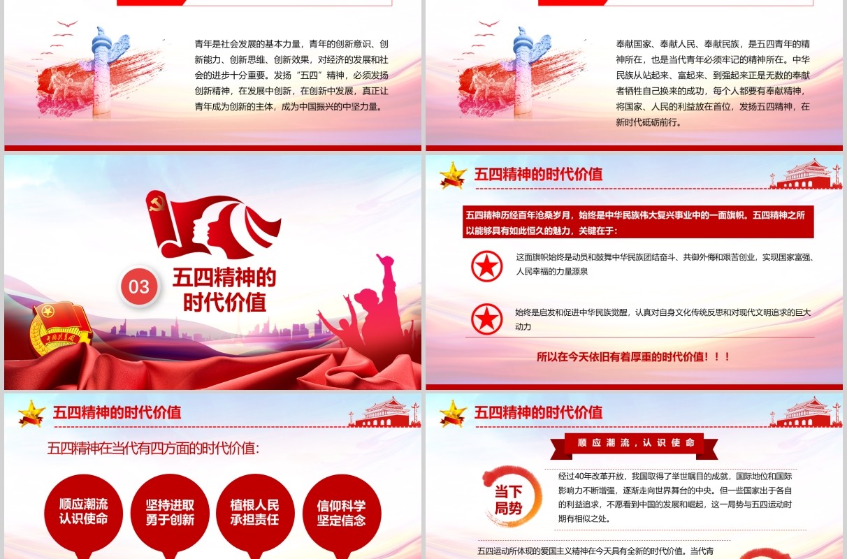 党政党建党课做新时代合格共青团员弘扬五四精神纪念五四运动101周年ppt模板