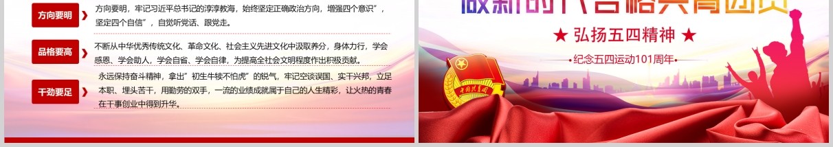 党政党建党课做新时代合格共青团员弘扬五四精神纪念五四运动101周年ppt模板