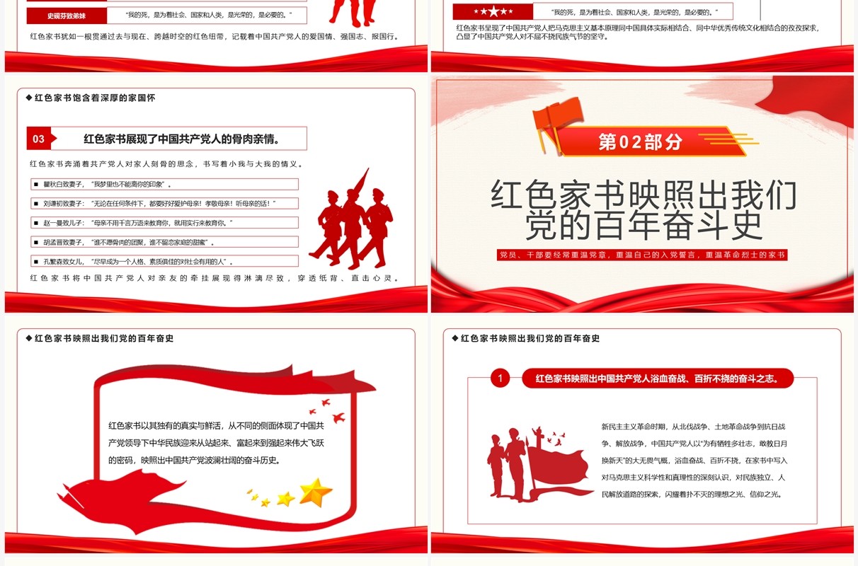 红色党政品悟红色家书赓续红色血脉PPT模板