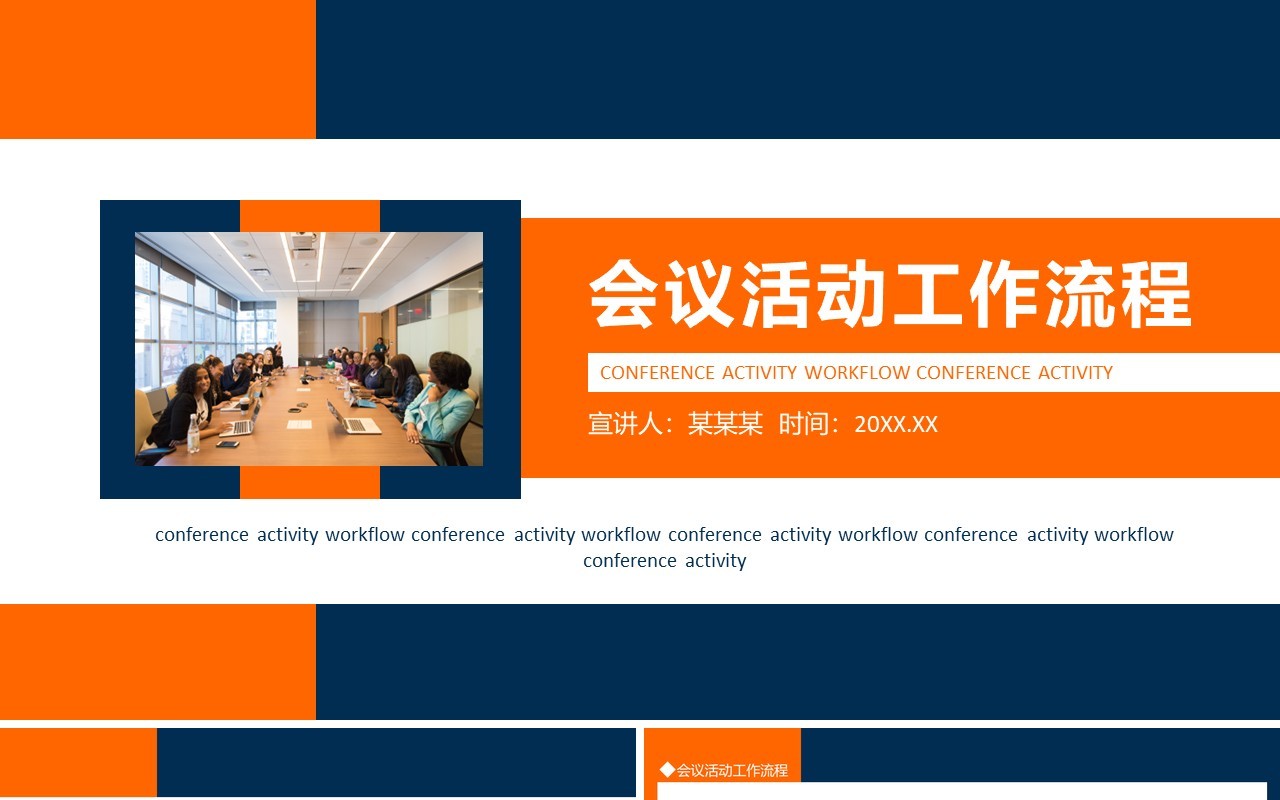 会议活动工作流程动态PPT模板