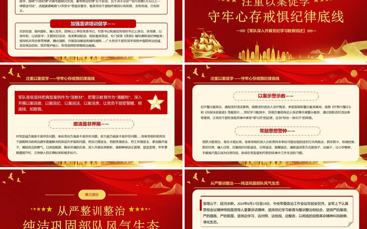 红色党政风用铁的纪律推动全面从严治党PPT模板