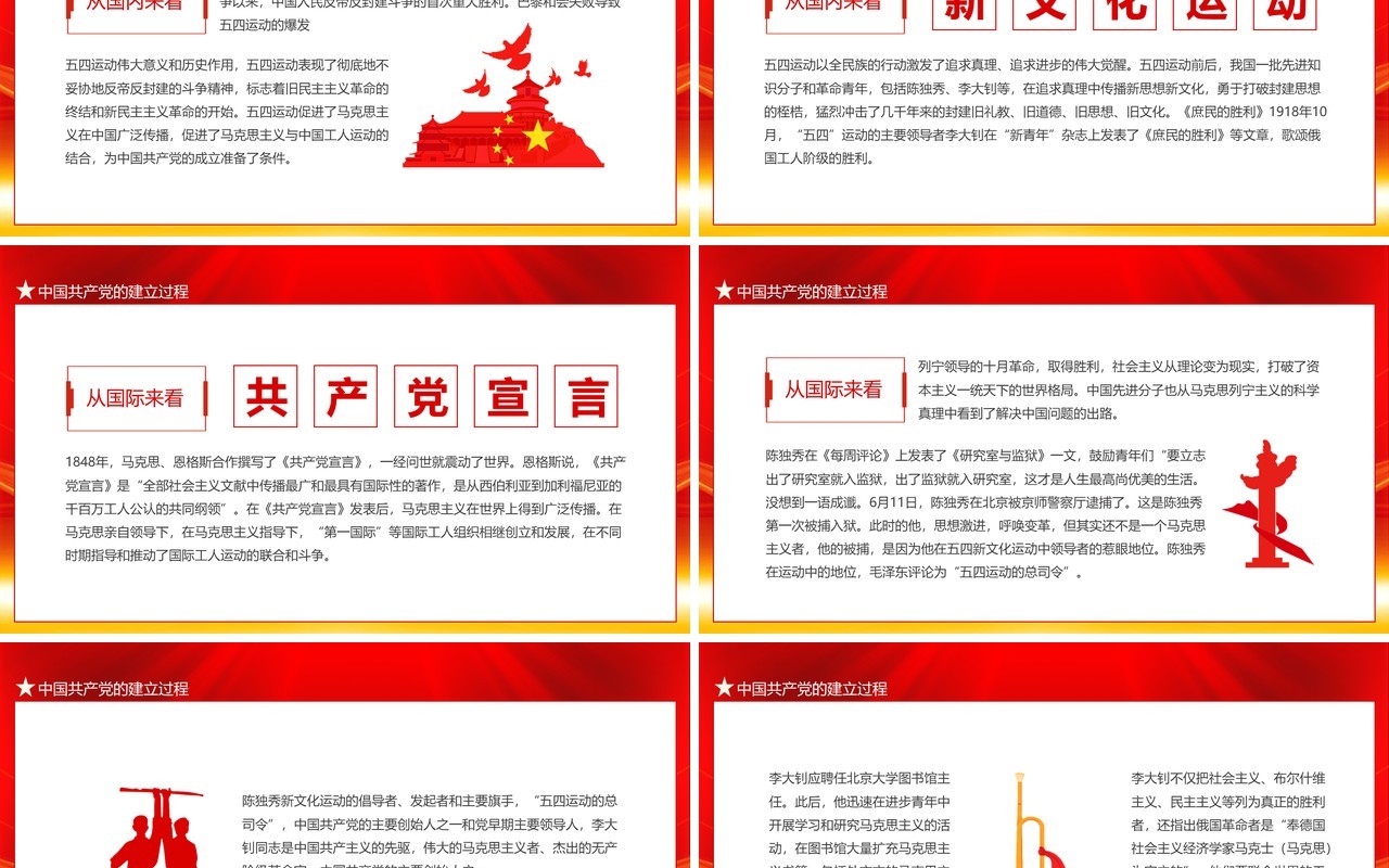 红色建党伟业感受觉醒年代共产党专题党史课动态PPT模板