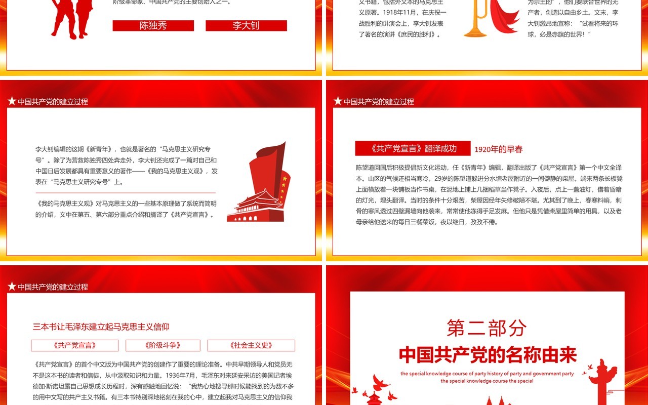 红色建党伟业感受觉醒年代共产党专题党史课动态PPT模板