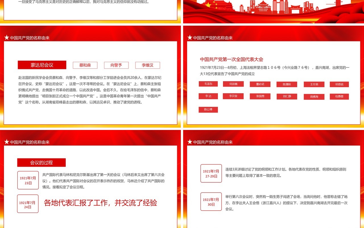 红色建党伟业感受觉醒年代共产党专题党史课动态PPT模板