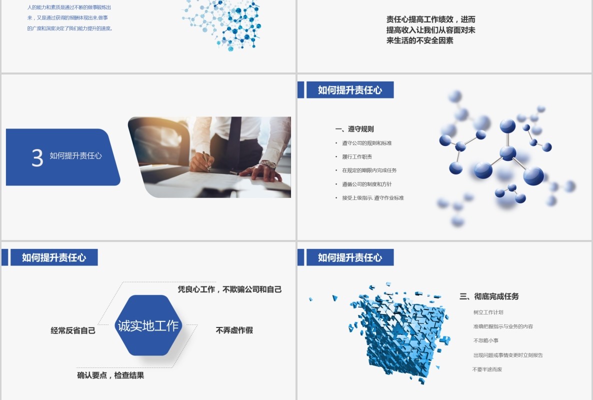 如何提高工作责任心公司培训课件员工心态PPT模板
