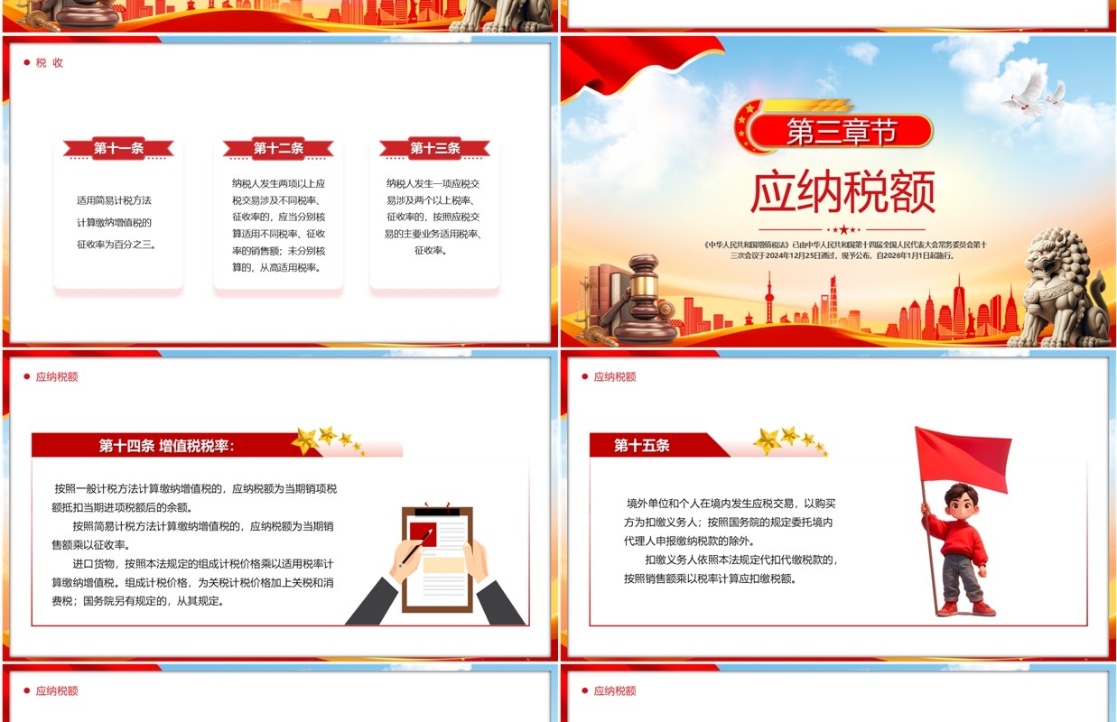 红色党政风新修订增值税法内容学习PPT模板