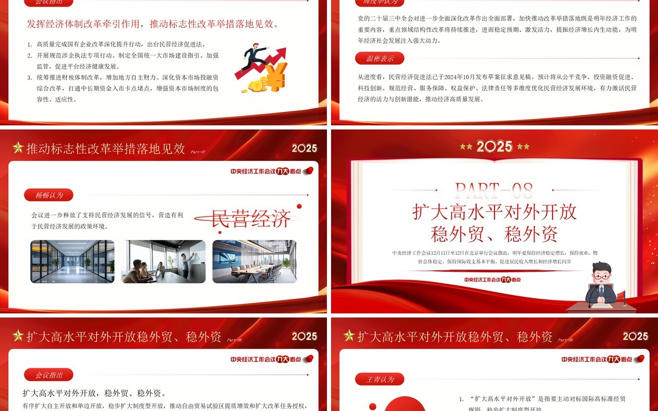 红色党政风中央经济会议九大看点PPT模板