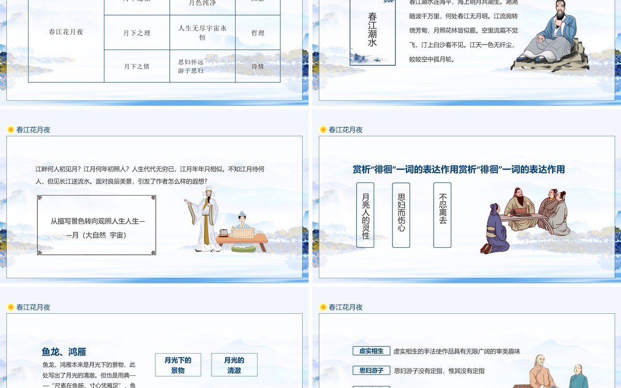 春江花月夜乐府清商曲辞吴声歌曲旧题动态PPT模板
