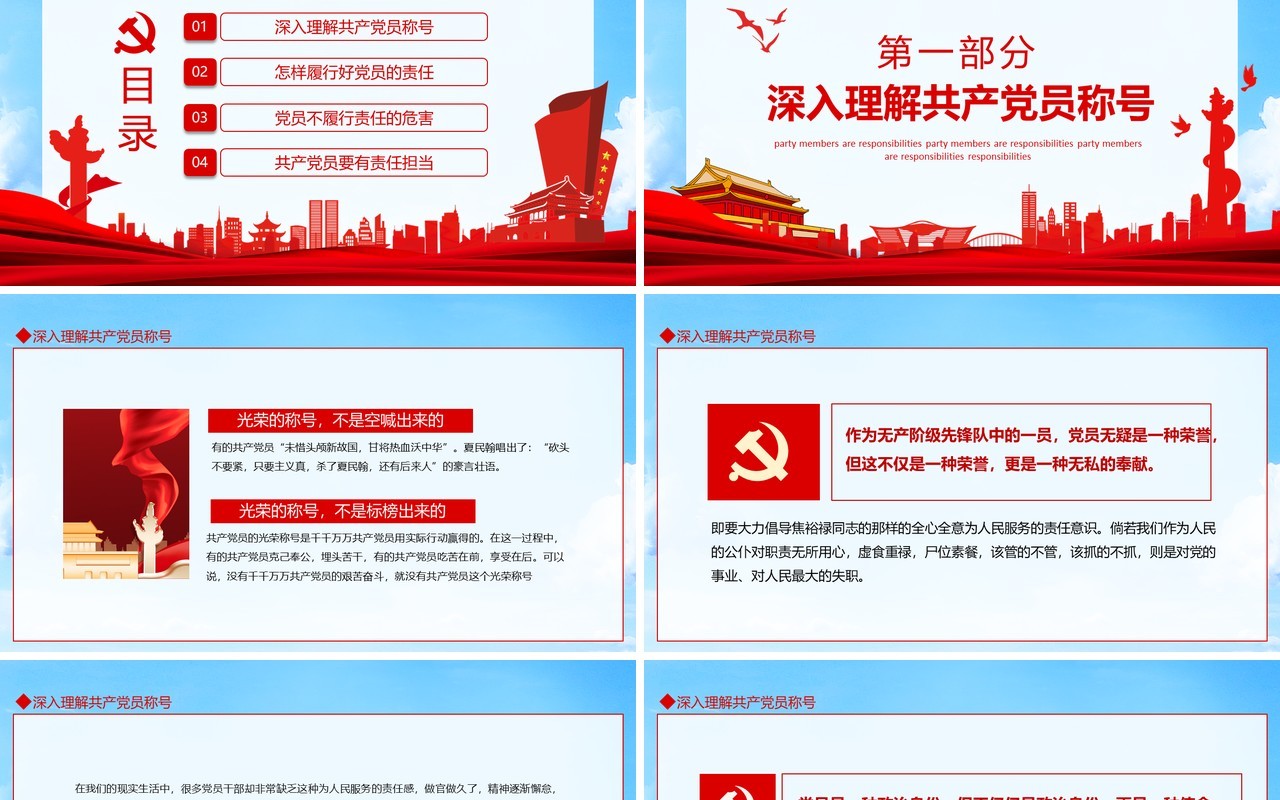 党员干部基本知识学习党员就是责任微党课动态PPT模板