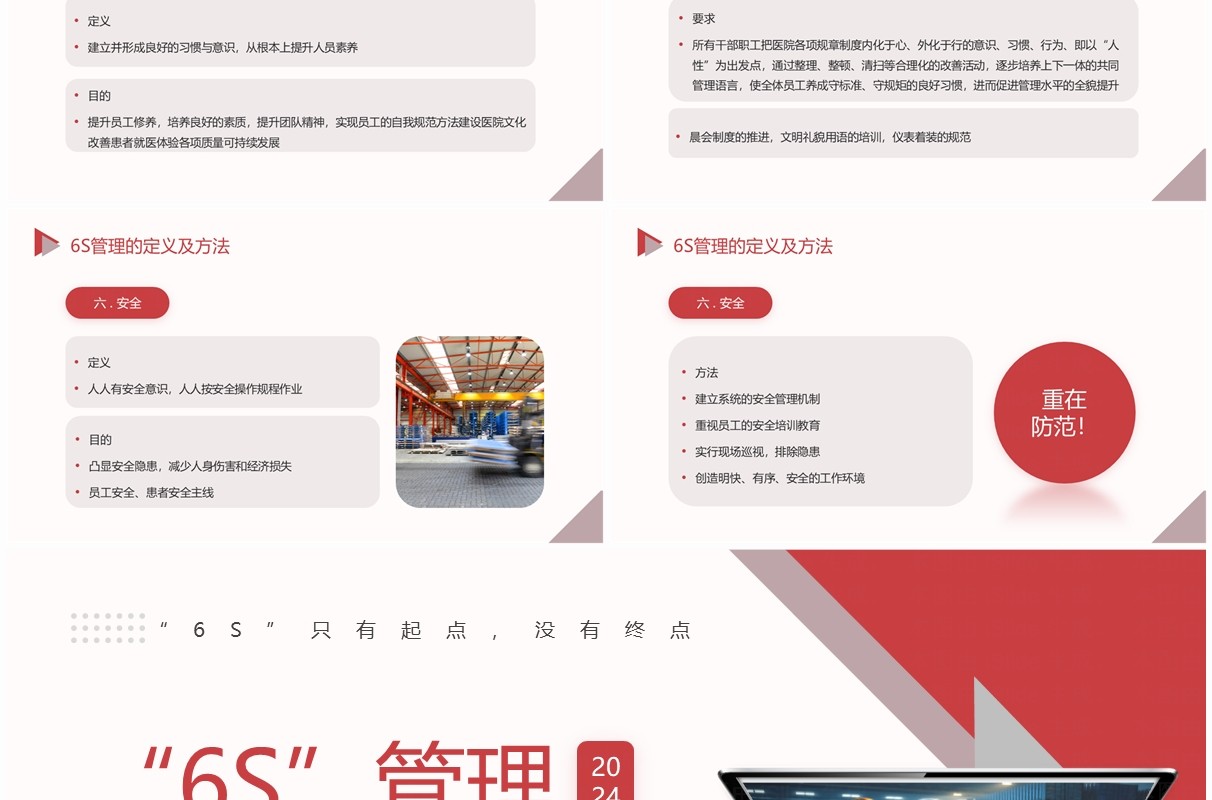 红色商务风6S管理内容和标准PPT模板