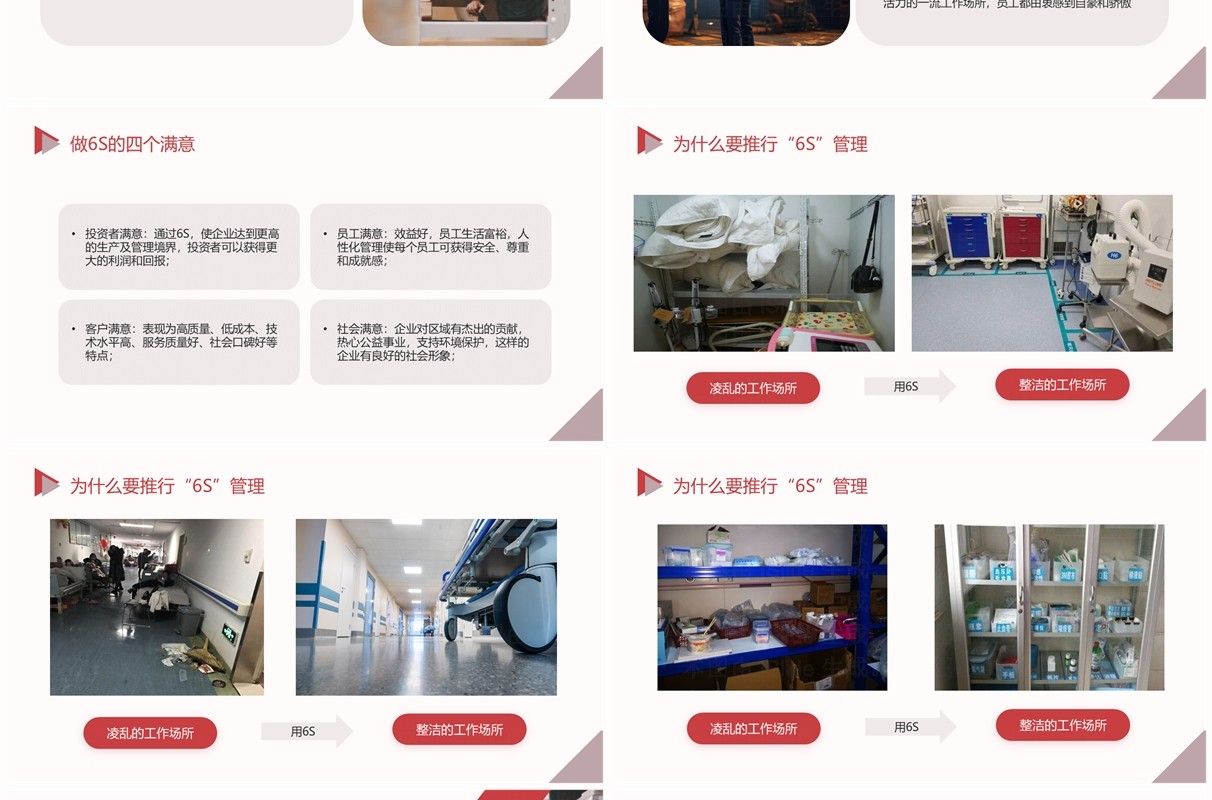 红色商务风6S管理内容和标准PPT模板
