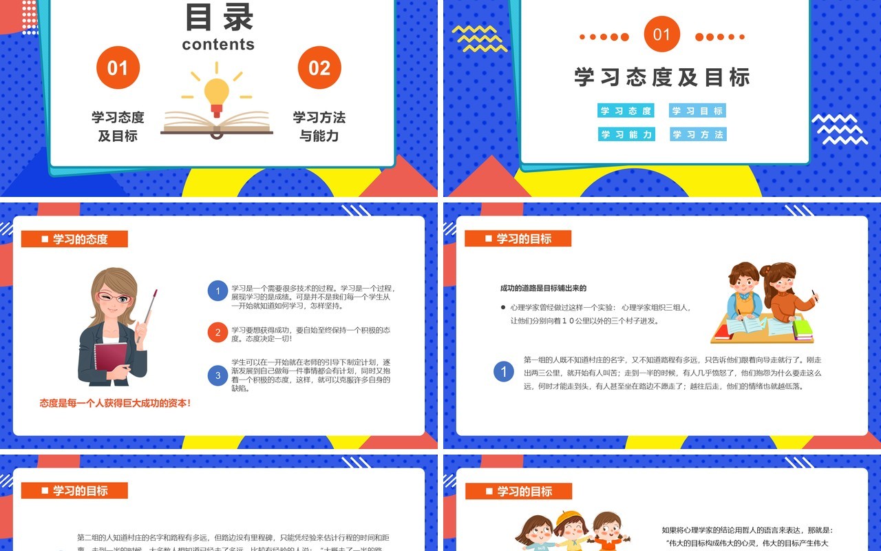 蓝色卡通风学习方法与能力培养PPT模板