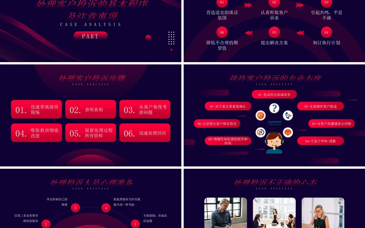 深色简约风客户投诉及处理案例分析知识培训PPT模板