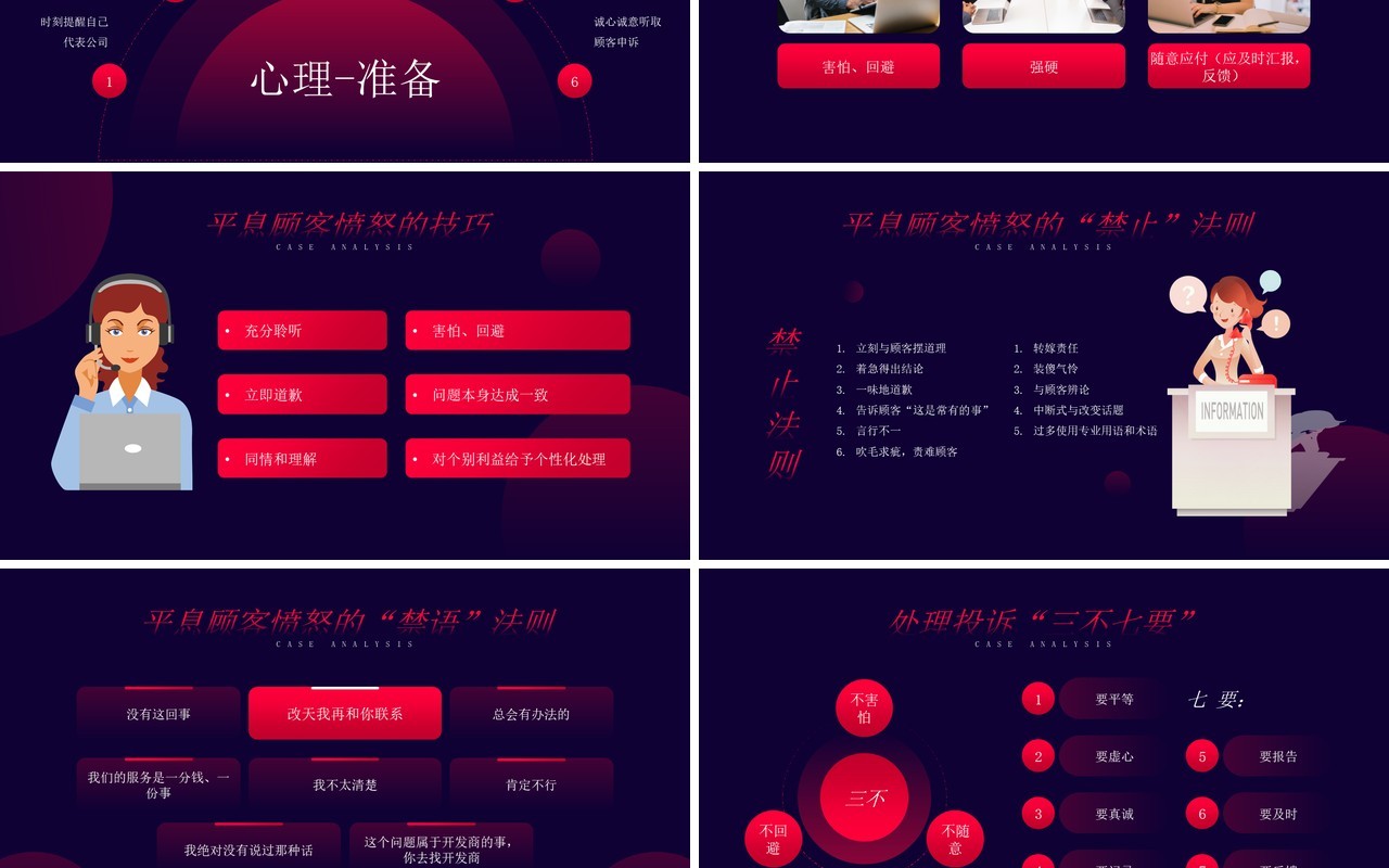 深色简约风客户投诉及处理案例分析知识培训PPT模板