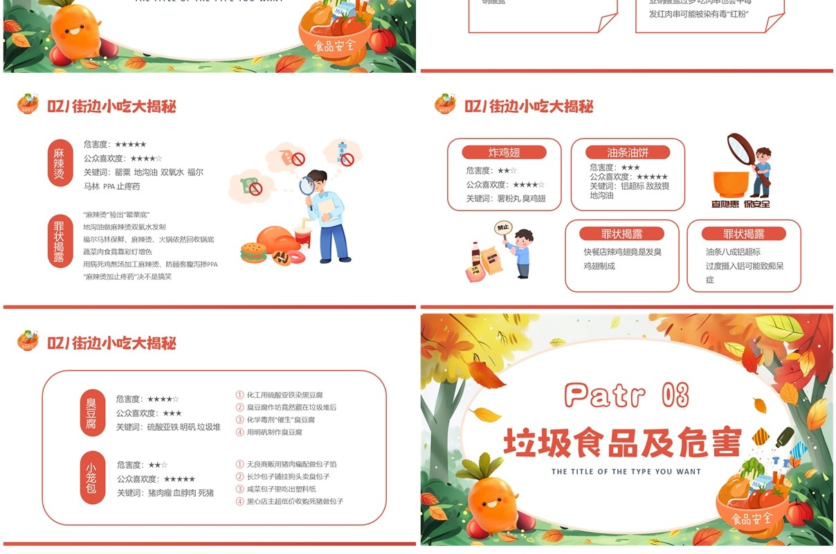 红色卡通风中小学生食品安全宣传周PPT模板