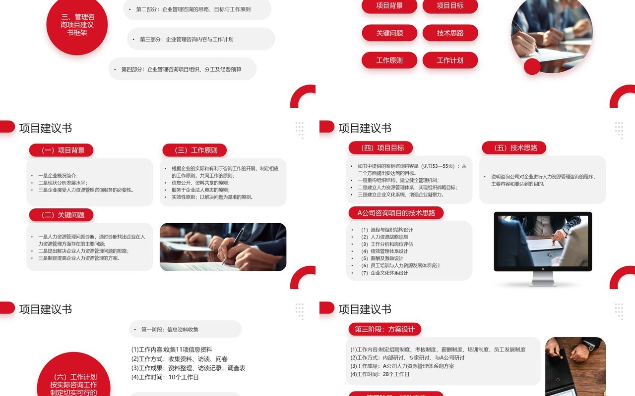 红色商务风项目建议书及合同PPT模板