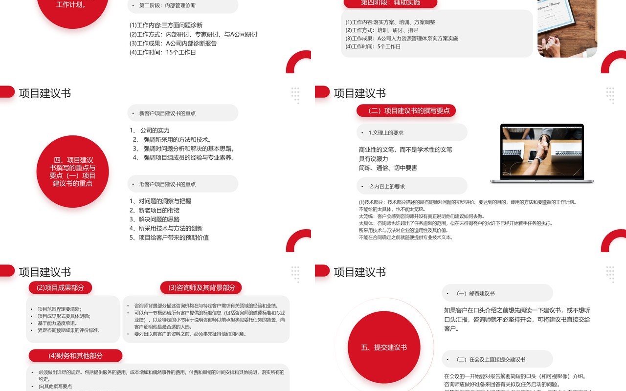 红色商务风项目建议书及合同PPT模板