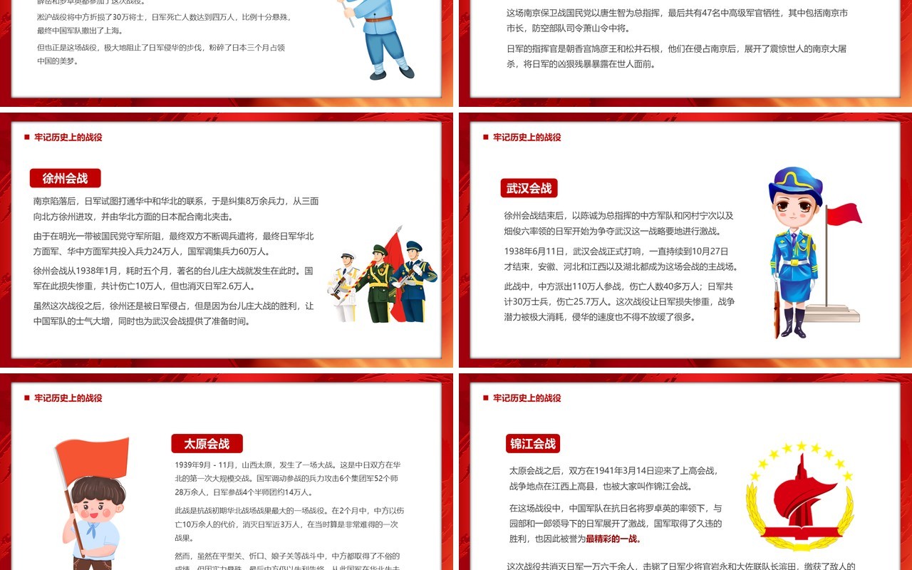 红色党政抗战胜利七十七周年PPT模板