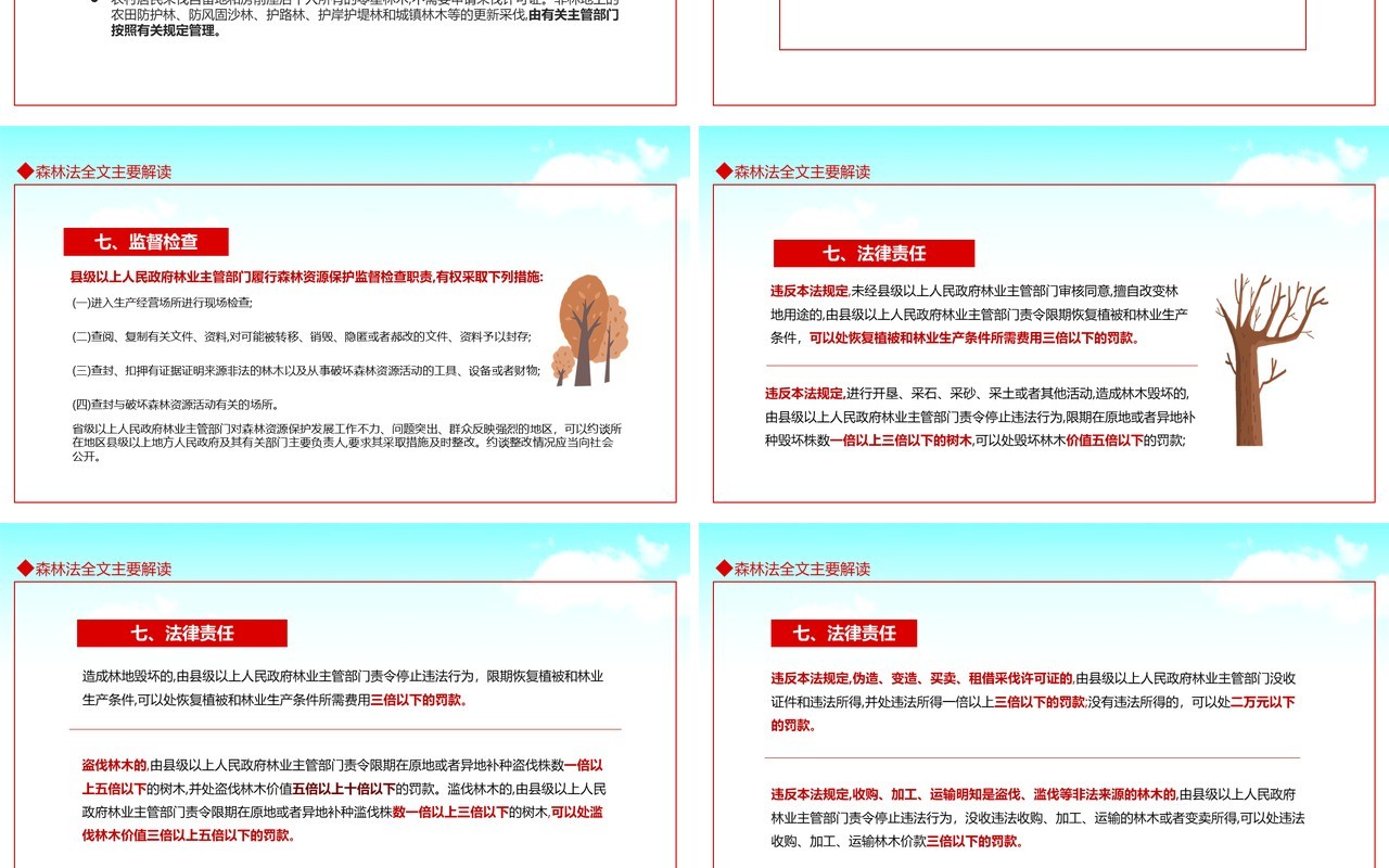学习解读中华人民共和国森林法严格依法采伐手续禁止乱砍滥伐林木动态PPT模板