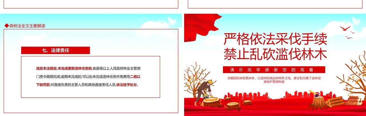 学习解读中华人民共和国森林法严格依法采伐手续禁止乱砍滥伐林木动态PPT模板
