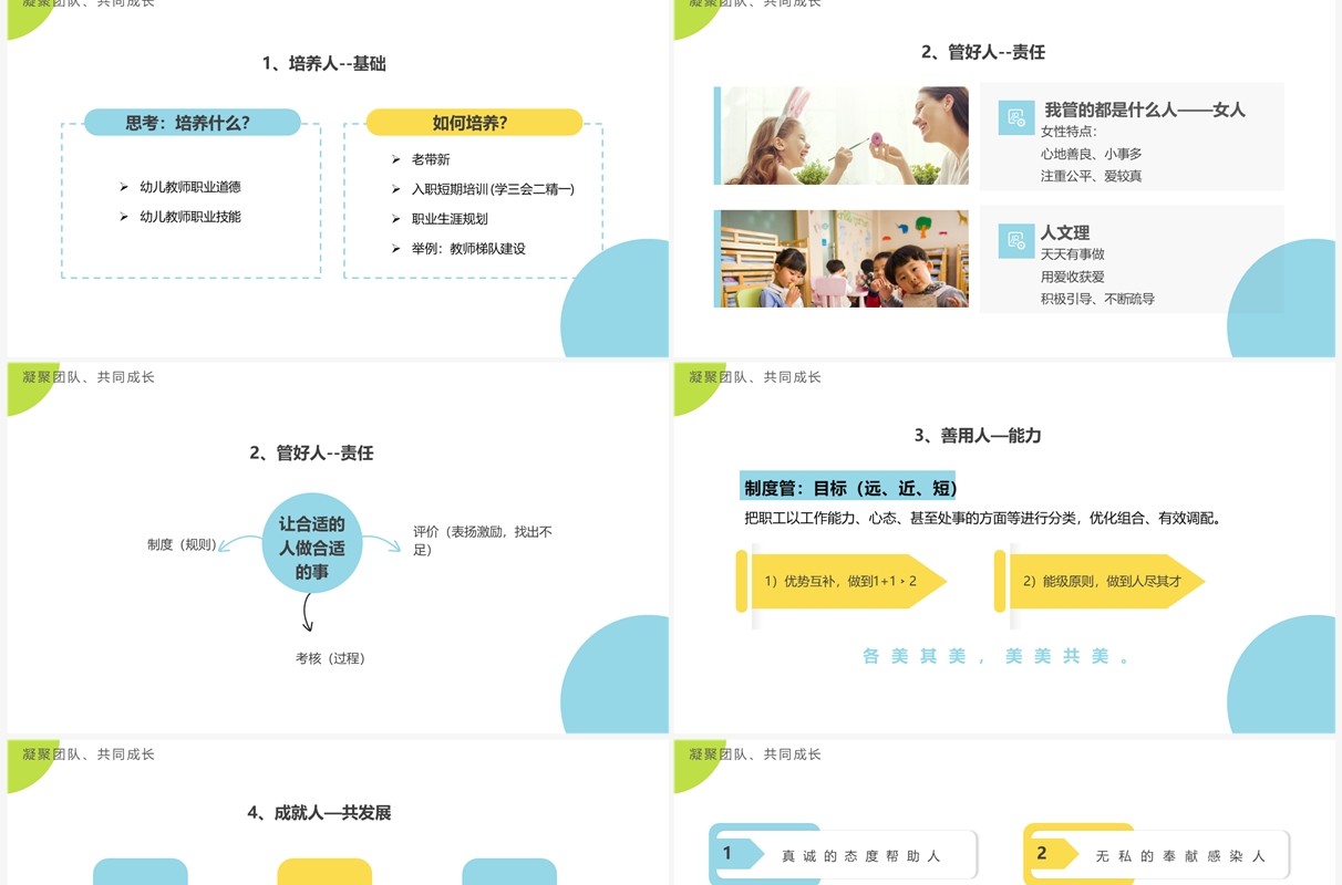 蓝色简约幼儿园园长述职工作汇报PPT模板