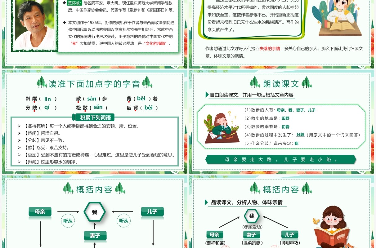 部编版七年级语文上册散步课件PPT模板