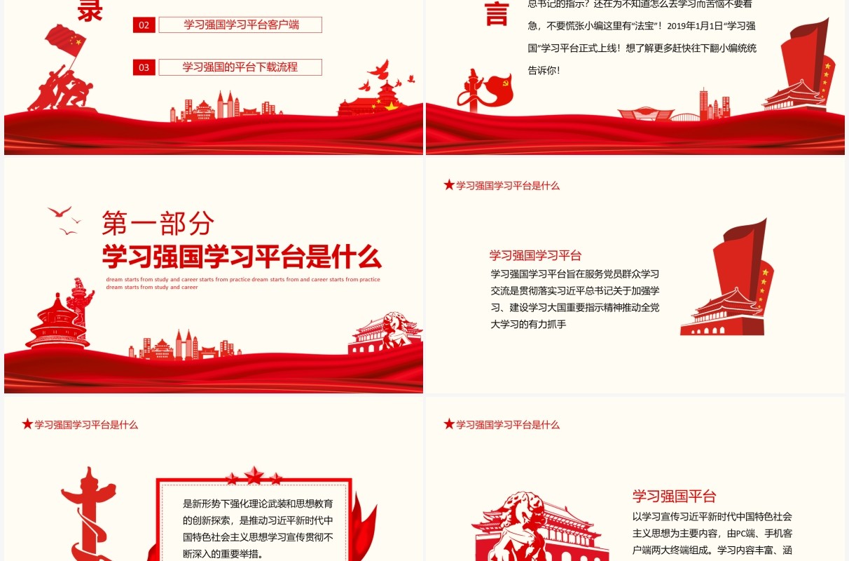 梦想从学习开始事业从实践起步学习强国平台学习指南动态PPT模板