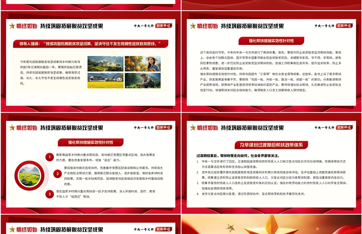 红色简约风2025年中央一号文件解读PPT模板