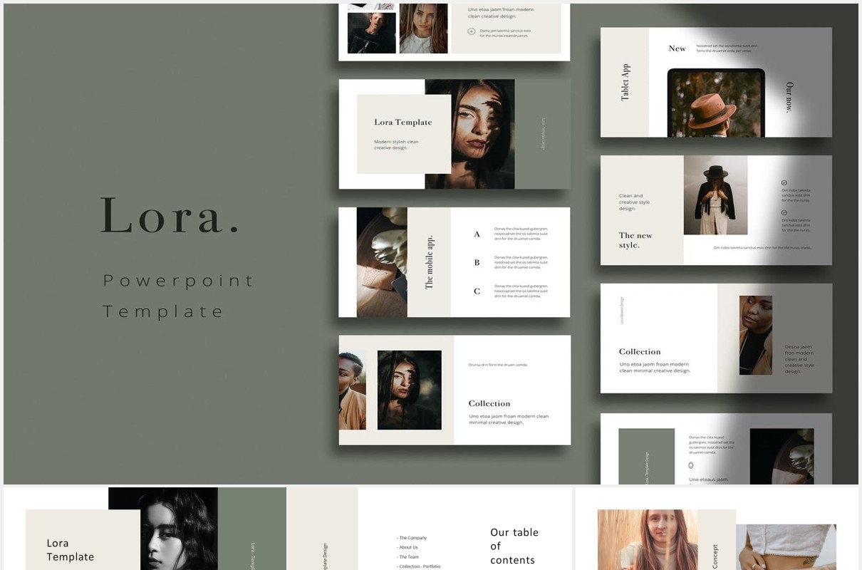 个人简历工作报告图文展示PPT模板LORA - Powerpoint Template