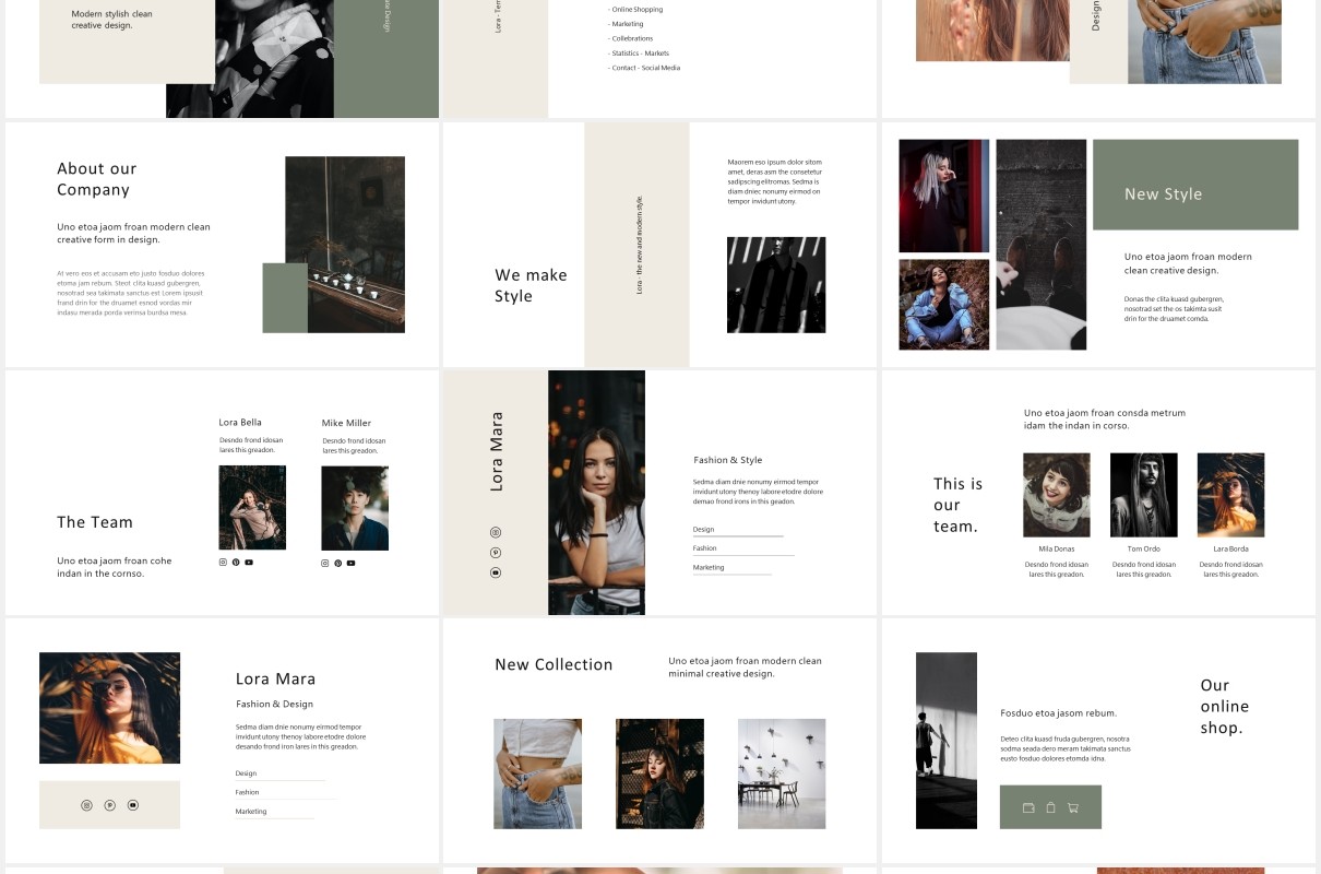 个人简历工作报告图文展示PPT模板LORA - Powerpoint Template