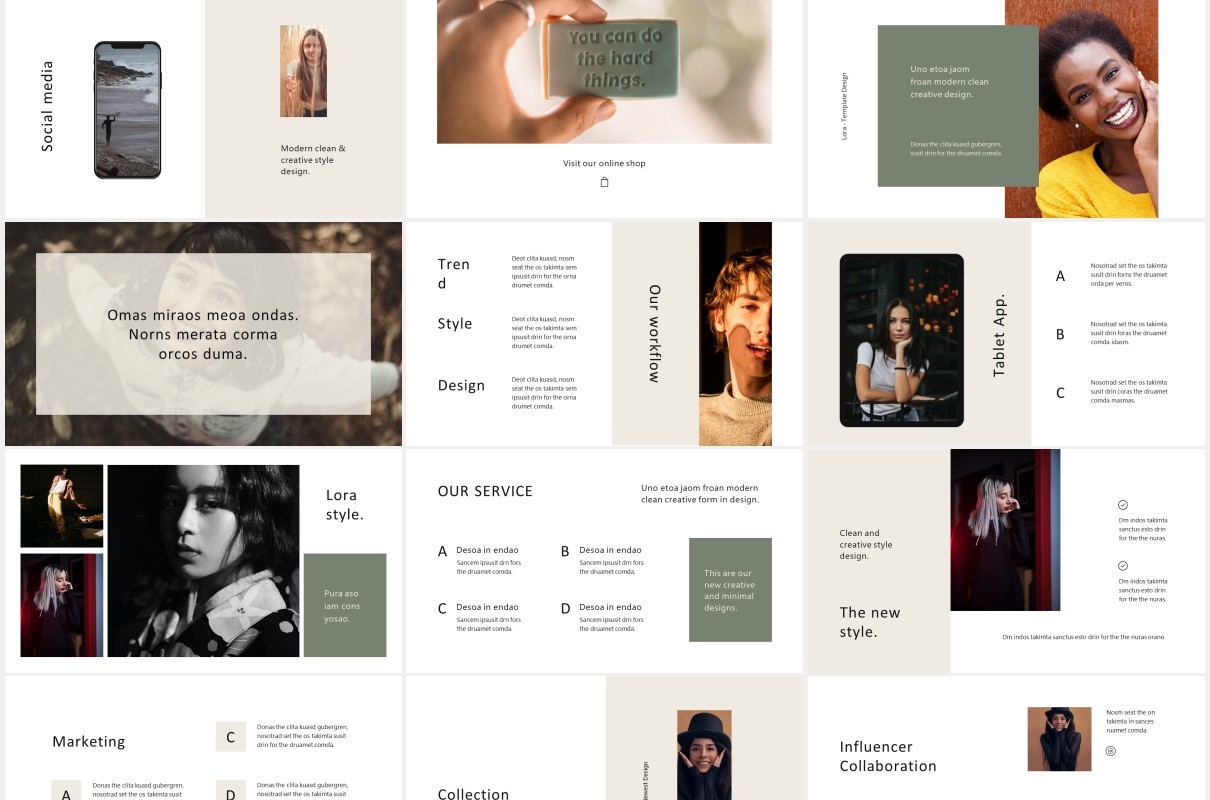 个人简历工作报告图文展示PPT模板LORA - Powerpoint Template