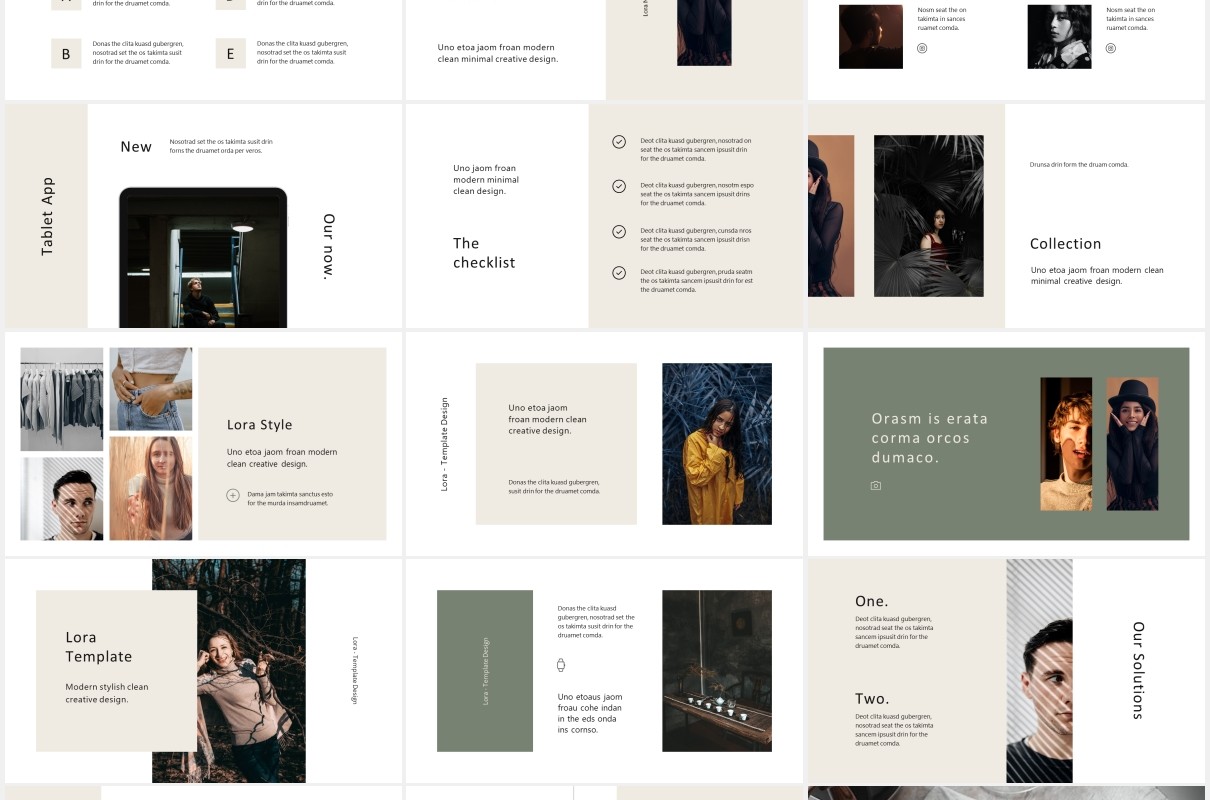 个人简历工作报告图文展示PPT模板LORA - Powerpoint Template