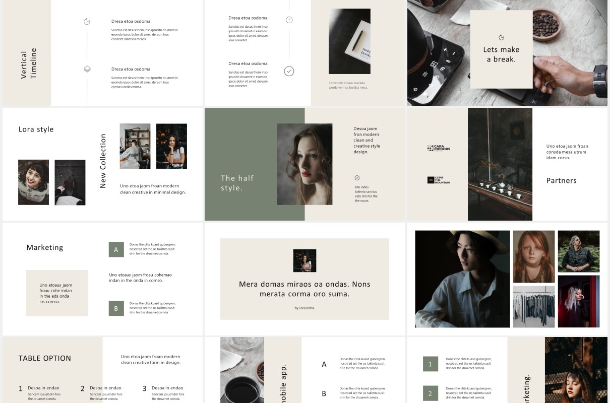 个人简历工作报告图文展示PPT模板LORA - Powerpoint Template