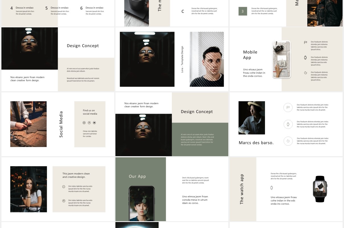 个人简历工作报告图文展示PPT模板LORA - Powerpoint Template
