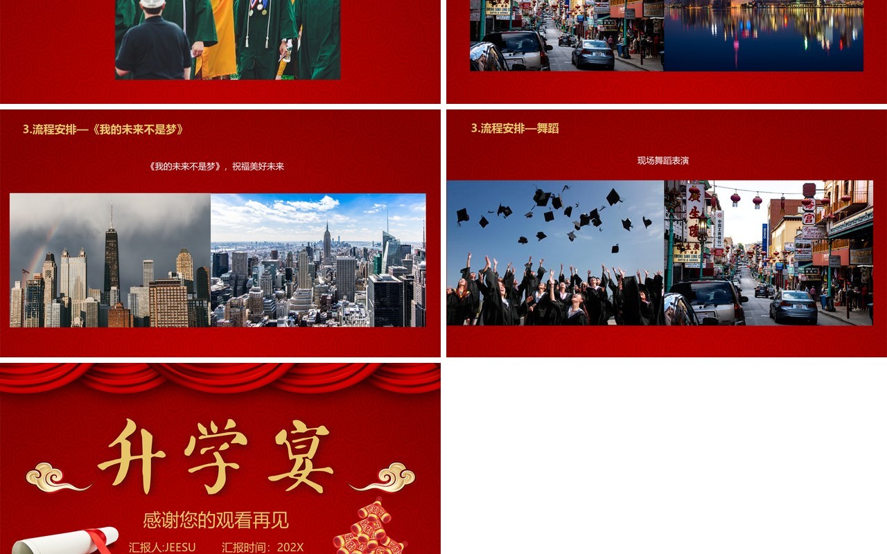 2021喜庆红色升学宴PPT模板
