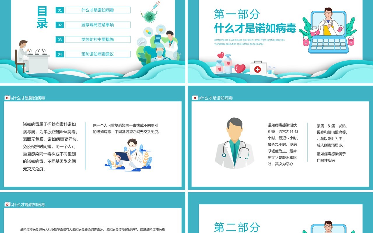 防疫科普讲义防控诺如病毒主题班会动态PPT模板