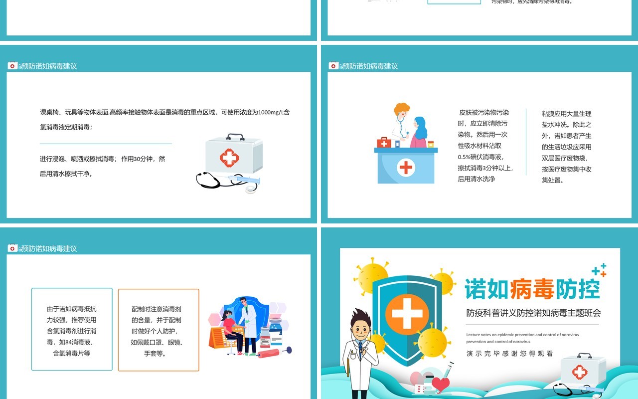 防疫科普讲义防控诺如病毒主题班会动态PPT模板