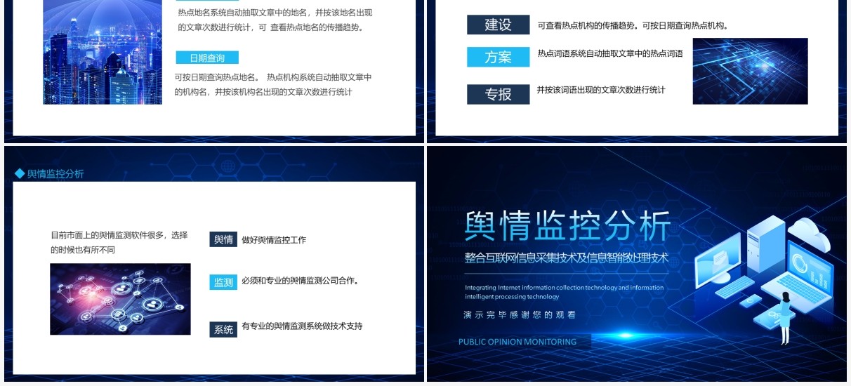 舆情监控分析整合互联网信息采集技术及信息智能处理技术动态PPT模板