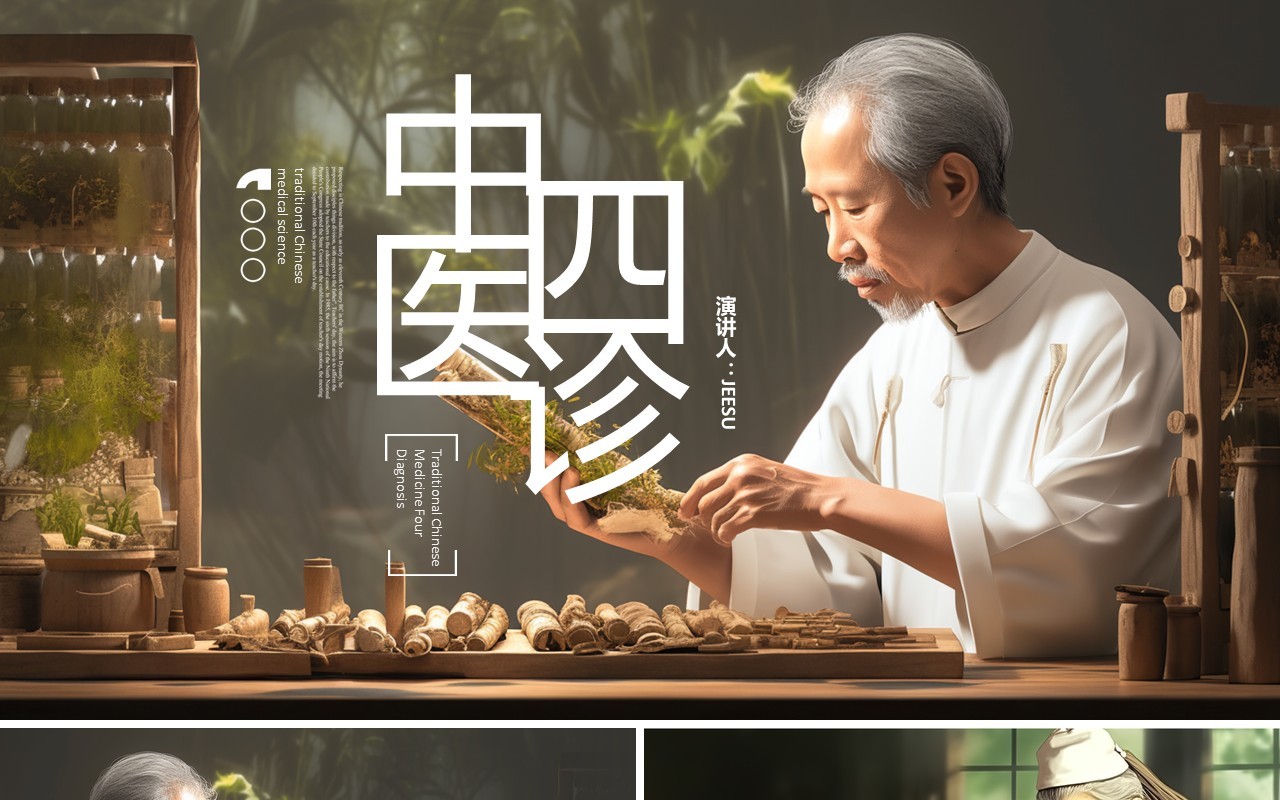 淡雅中国风传统文化中医四诊PPT模板