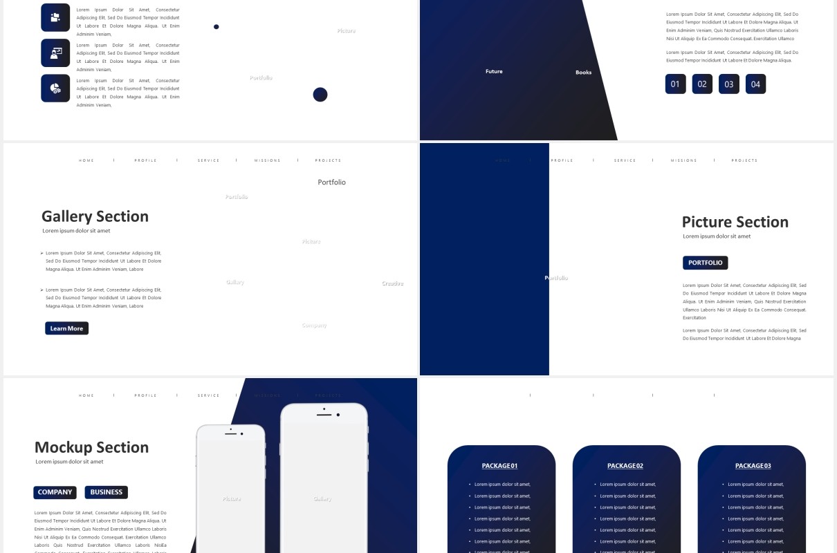 蓝色简约图书馆业务介绍PPT图片排版设计模板Library - Business Powerpoint Template