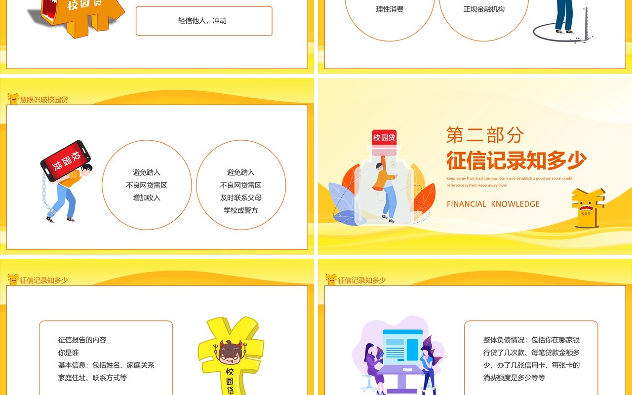 金融知识进校园远离不良校园贷建立个人好征信动态PPT模板