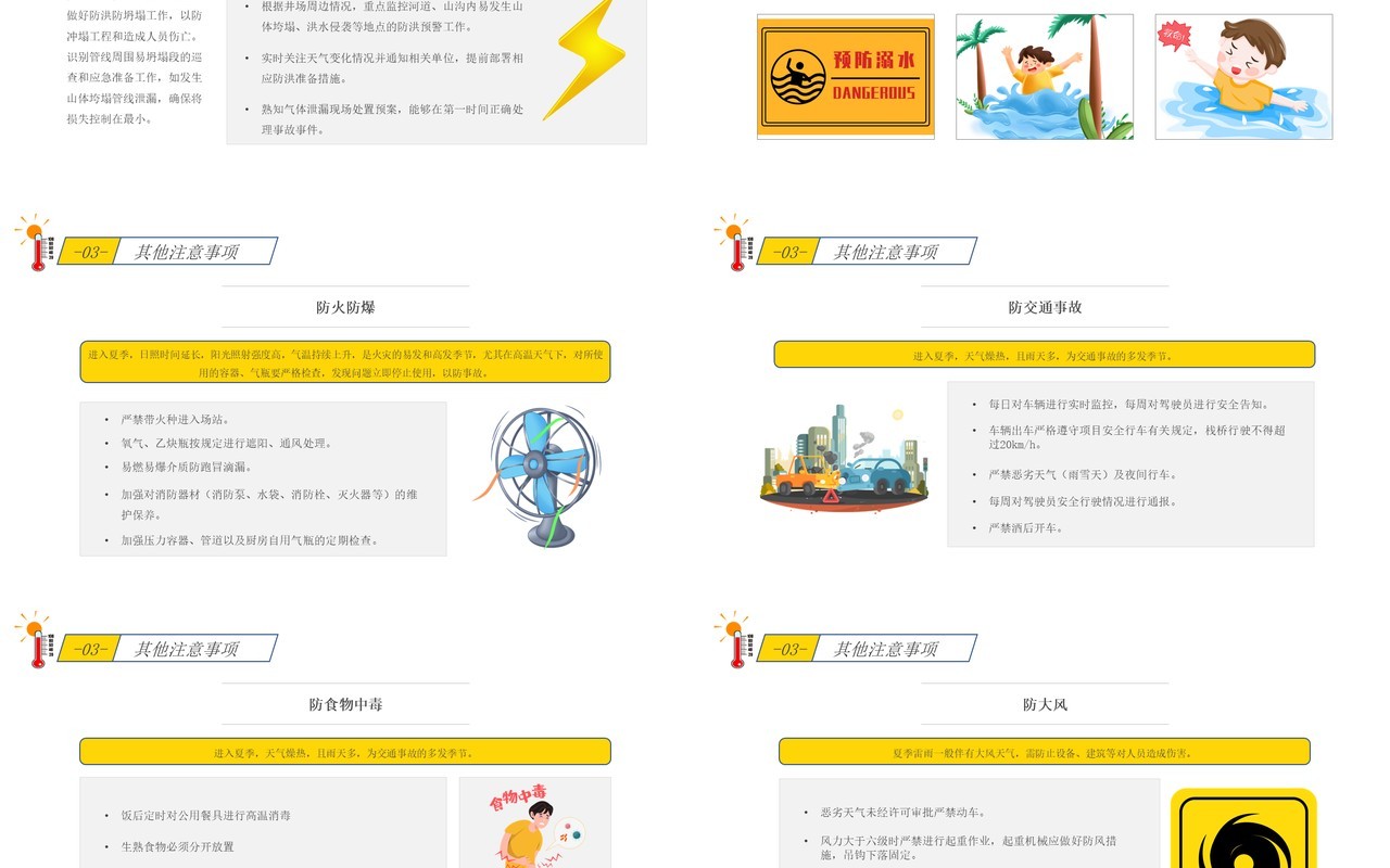 黄色简约卡通风夏季高温安全知识PPT模板