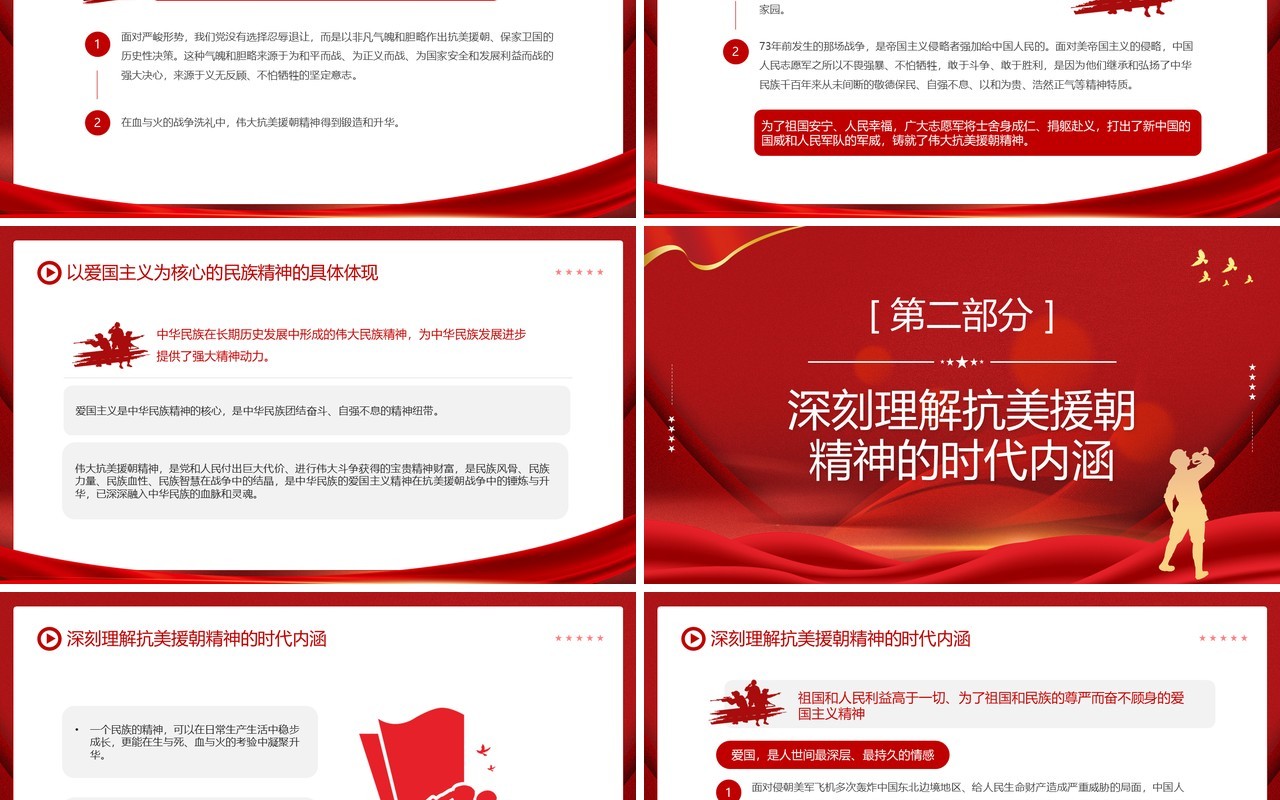 2023年抗美援朝精神主题党课学习PPT模板