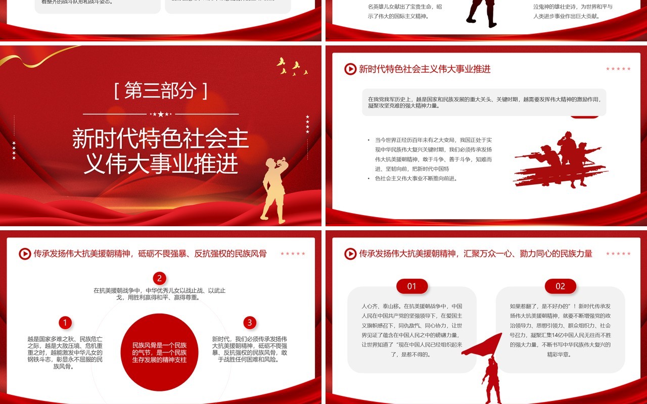 2023年抗美援朝精神主题党课学习PPT模板