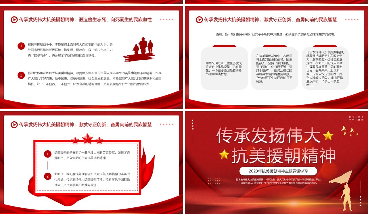 2023年抗美援朝精神主题党课学习PPT模板