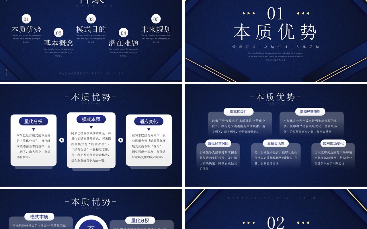 蓝色阿米巴经营模式公司管理方案汇报PPT模板