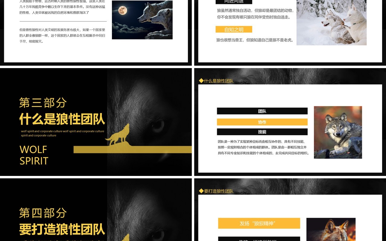 狼性精神企业文化动态PPT模板