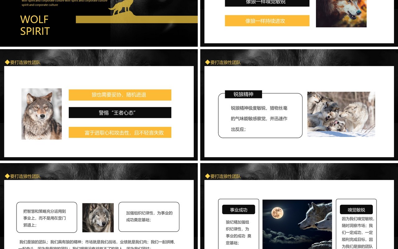狼性精神企业文化动态PPT模板