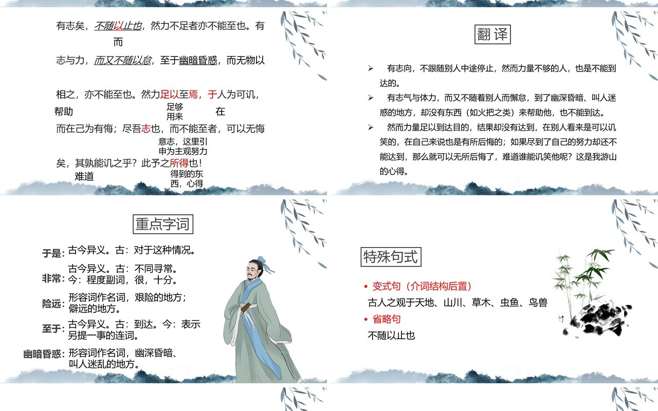 部编版高中语文必修二游褒禅山记课件PPT模板